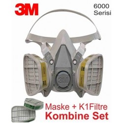 Gaz Maskesi + K1 Filtre Dahil Kombine Set 3M 6200
