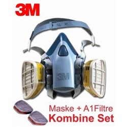 Gaz Maskesi +A1 Filtre Dahil Kombine Set 3M 7500